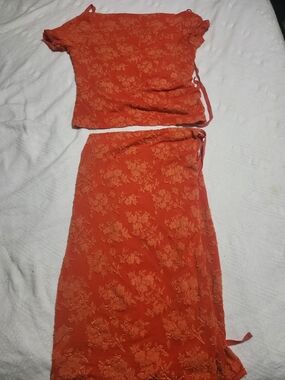 SIR the label Orange Floral Lace Maxi Swim Cover Set